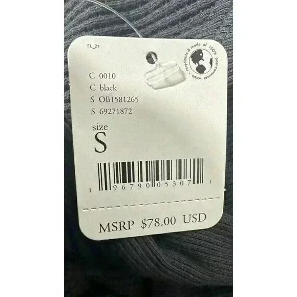 FREE PEOPLE | Santa Clara Long Sleeve Thermal Knit Top in Black NWT Size Medium - Picture 12 of 13